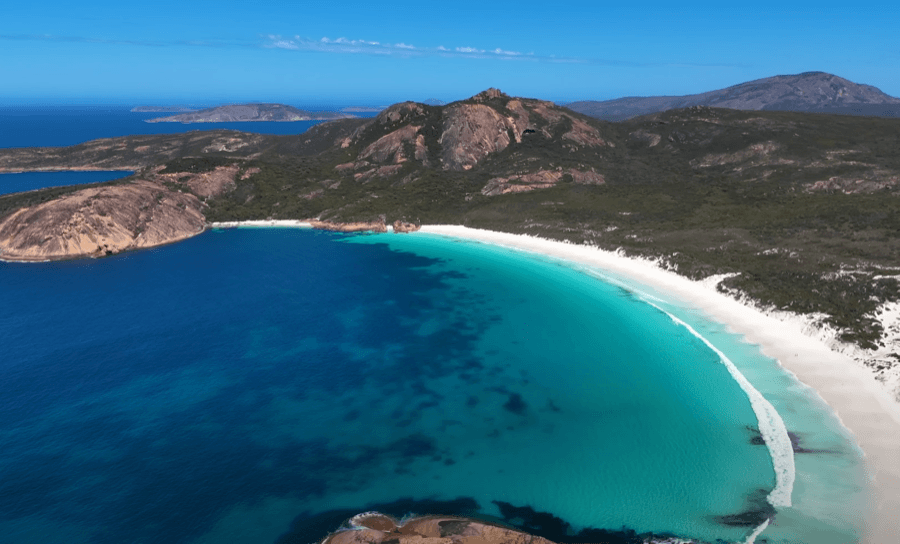 Aerial view of Hellfire Bay, Cape Le Grand National Park.