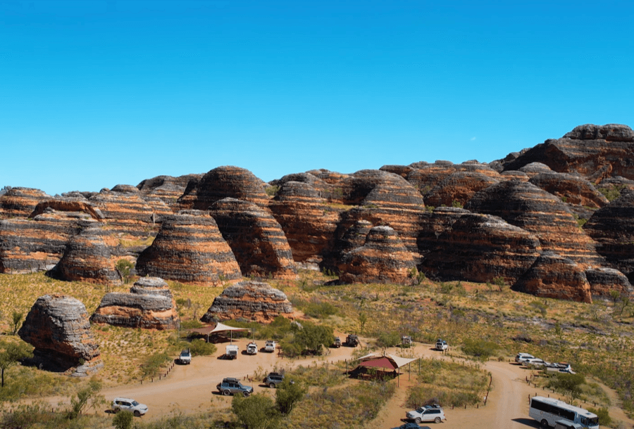 Aerial view of the Bungle Bungle Range in Purnululu National Park, Kimberley country that often requires a permit to visit
