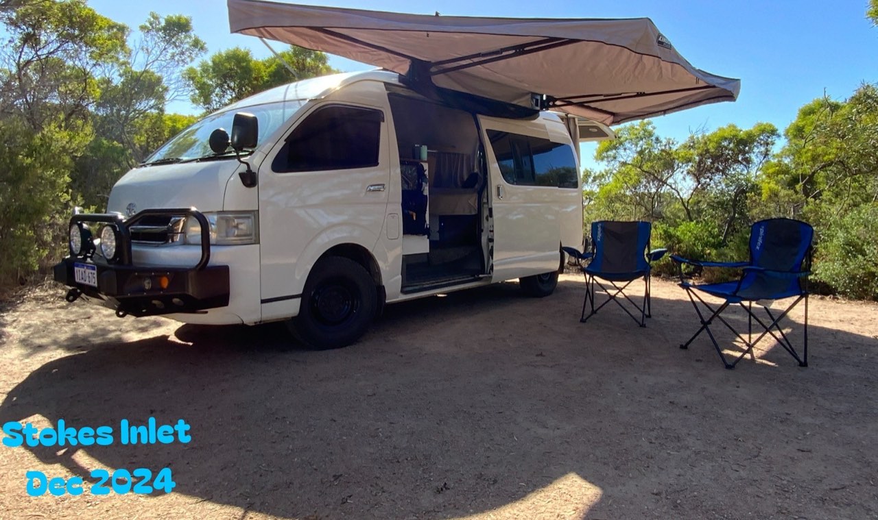 Stix electric 4WD Toyota Hiace conversion at a WA campsite